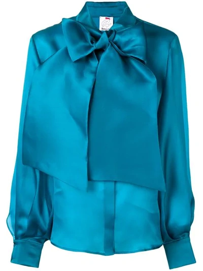 Shop Ultràchic Oversized Bow Detail Blouse - Blue