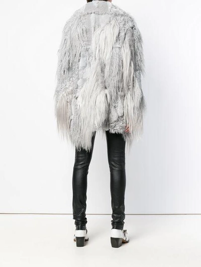 Shop Drome Oversized Fur Coat In Grey