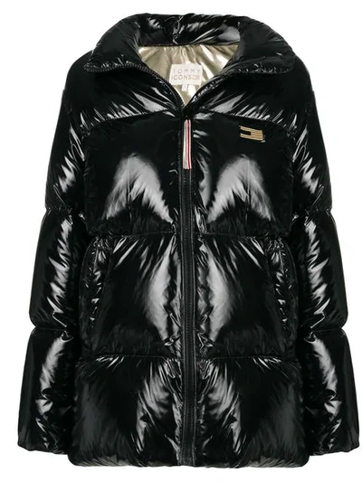 Tommy Hilfiger, Jackets & Coats, Tommy Hilfiger Black Puffer Coat Glossy