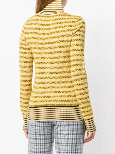 Shop Carven Striped Roll Neck Sweater - Yellow