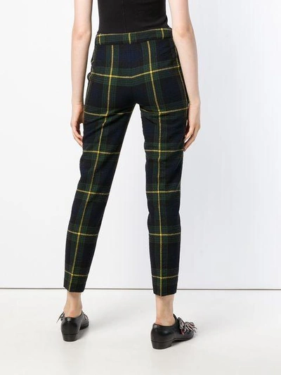 Shop Boutique Moschino Checked Skinny Trousers In Blue