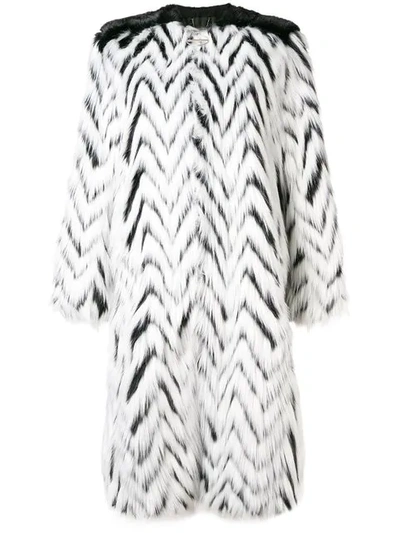 Shop Givenchy Faux Fur Long Coat In White