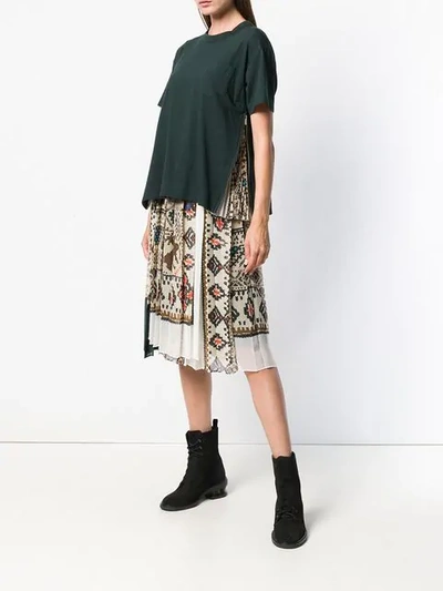 Shop Sacai Printed Pleated Skirt In Neutrals