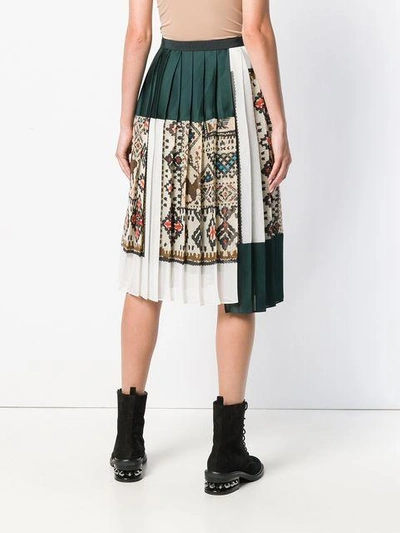 Shop Sacai Printed Pleated Skirt In Neutrals