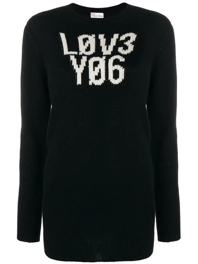 Shop Red Valentino Graphic Knitted Jumper In Black