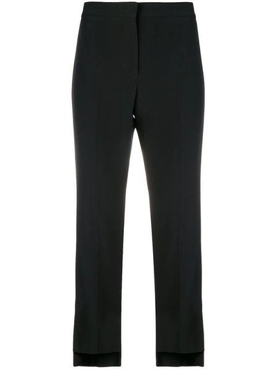 Shop Alexander Mcqueen Cropped Stripe Trousers In Black