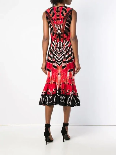 Shop Alexander Mcqueen Printed Flared Dress In 6540 Red Orange Black