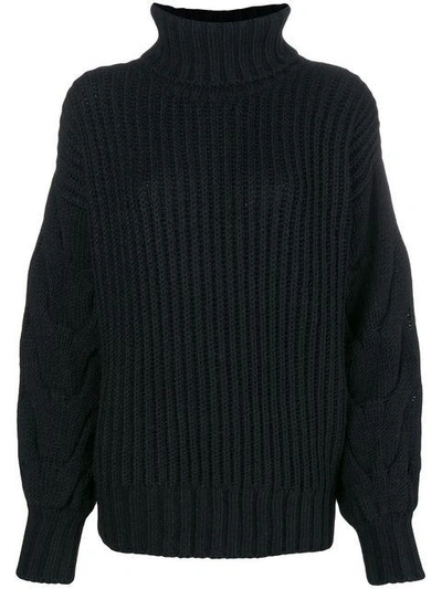 Shop P.a.r.o.s.h . Oversized Roll Neck Sweater - Black