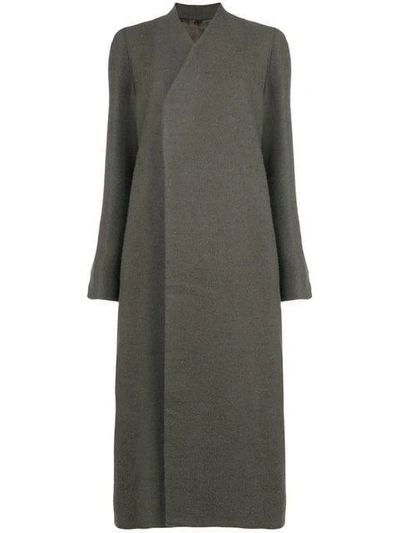 Shop Rick Owens Long Straight Fit Coat In Grey