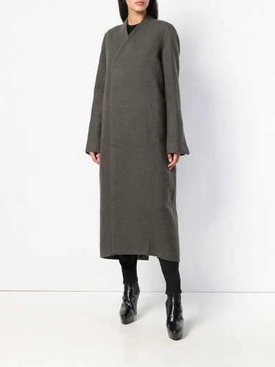 Shop Rick Owens Long Straight Fit Coat In Grey