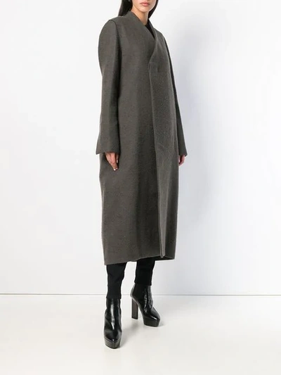 Shop Rick Owens Long Straight Fit Coat In Grey