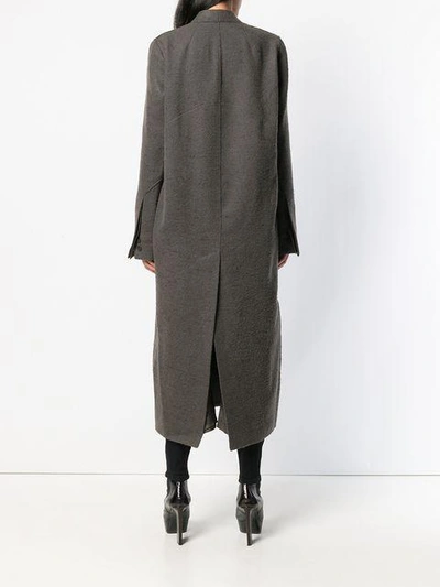 Shop Rick Owens Long Straight Fit Coat In Grey