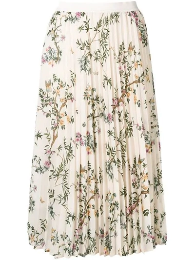 Shop Semicouture Wilmer Floral Pleated Skirt - Neutrals