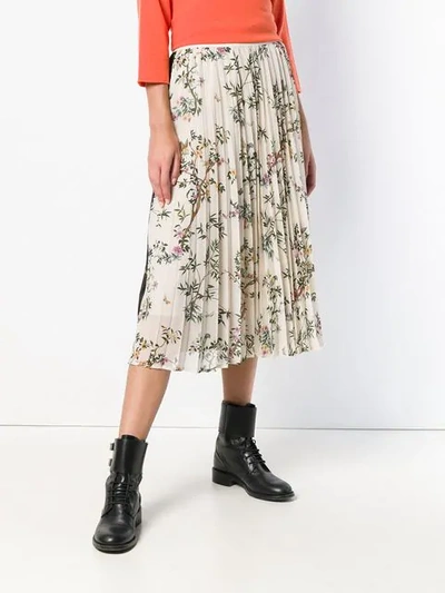 Shop Semicouture Wilmer Floral Pleated Skirt - Neutrals
