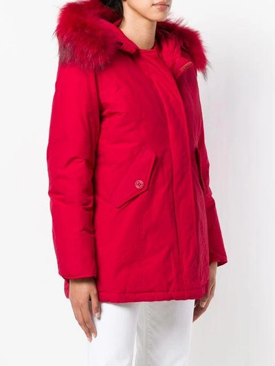 Freedomday Padded Hooded Coat In Red