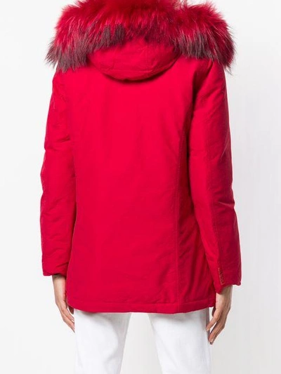 Freedomday Padded Hooded Coat In Red