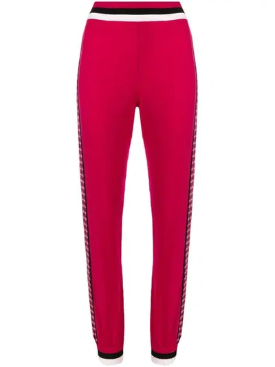 Shop Fendi Houndstooth Panelled Track Pants - Pink