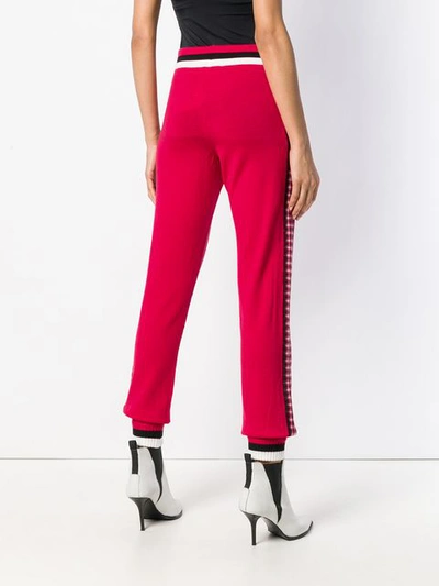 Shop Fendi Houndstooth Panelled Track Pants - Pink
