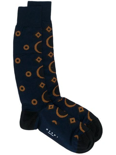 Shop Marni Sukka Geometric Socks - Blue