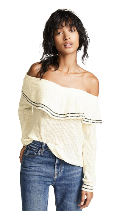 Shop Bb Dakota Rush Week Off Shoulder Ruffle Sweater In Ivory