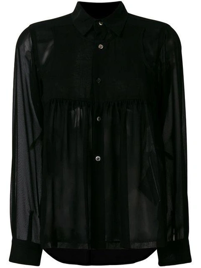 Shop Comme Des Garçons Comme Des Garçons Sheer Long Sleeve Blouse In Black