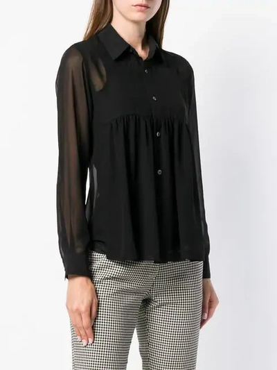 Shop Comme Des Garçons Comme Des Garçons Sheer Long Sleeve Blouse In Black