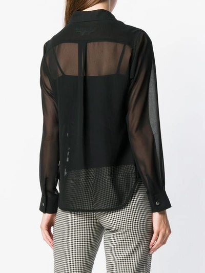 Shop Comme Des Garçons Comme Des Garçons Sheer Long Sleeve Blouse In Black