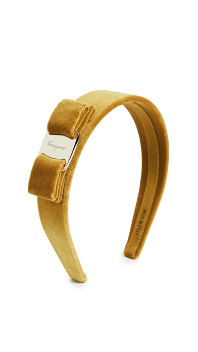 Shop Ferragamo Velvet Headband In Medallion Yellow