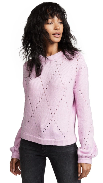 Shop For Love & Lemons Mia Pointelle Sweater In Lavender