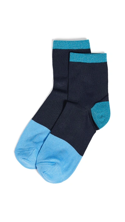Shop Hysteria Liza Ankle Socks In Blue/black