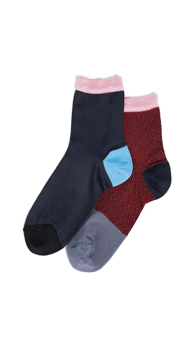 Shop Hysteria Kajsa Sock Set Of 2 In Red/black