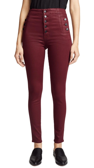 J Brand Natasha Sky High Coated Skinny Jeans In Coated Oxblood | ModeSens