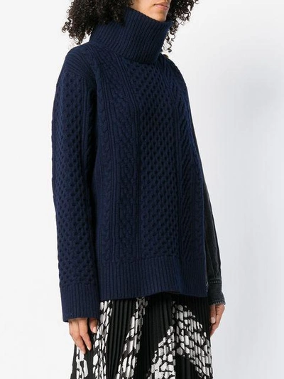 Shop Sacai Hybrid Denim Knitted Jumper - Blue