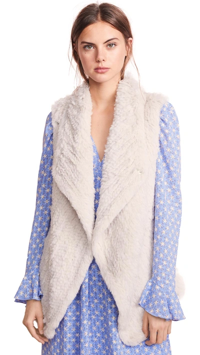 Shop June Asymmetric Fur Vest In Chalk