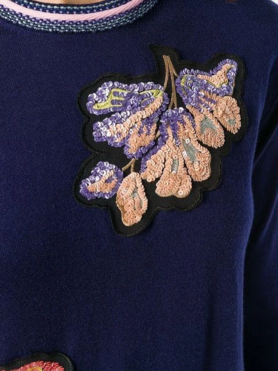 Shop Peter Pilotto Floral Embroidered Jumper - Blue