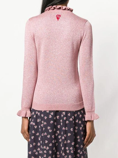 Shop Shrimps Frill Collar Knit Sweater - Pink