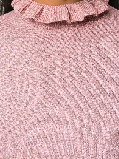 Shop Shrimps Frill Collar Knit Sweater - Pink