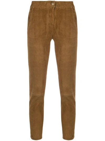 Shop Arma Slim-fit Cropped Trousers In Brown