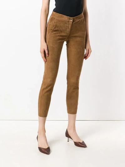 Shop Arma Slim-fit Cropped Trousers In Brown