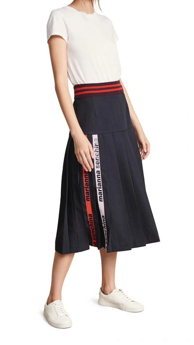 Shop Marianna Senchina Pleated Skirt In Dark Blue