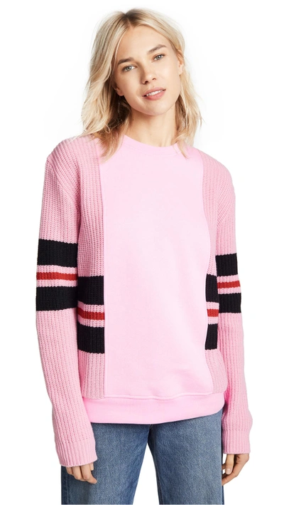 Shop Msgm Mixed Media Sweater In Pink