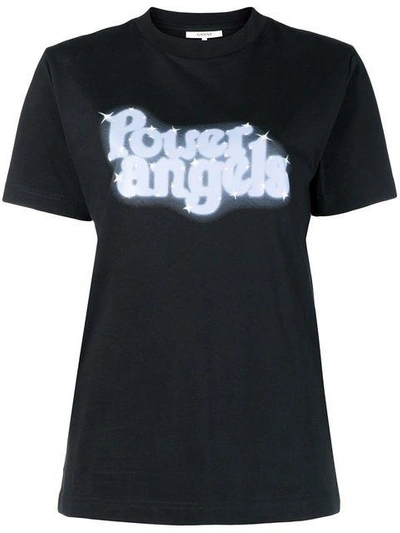 Shop Ganni Power Angels T-shirt In Black