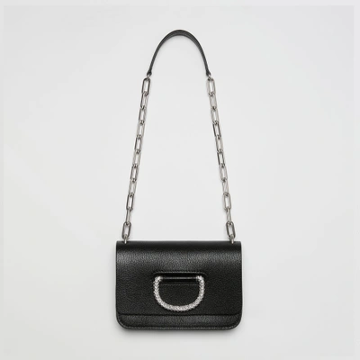 Shop Burberry The Mini Leather Crystal D-ring Bag In Black