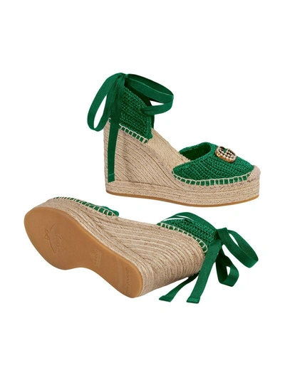 Shop Gucci Crochet Platform Espadrille - Green