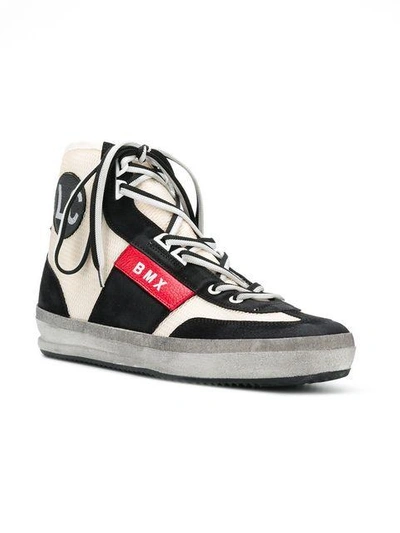 Shop Leather Crown Bmx Hi-top Sneakers - Black