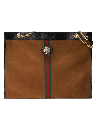 Shop Gucci Maxi Rajah Tote In Brown