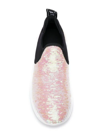 Shop Miu Miu Slip-on Sequin Sneakers - Pink