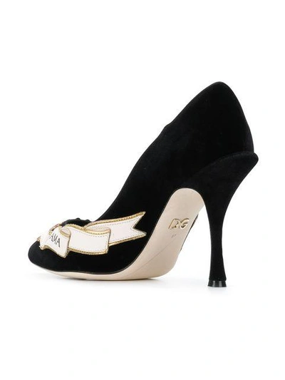 Shop Dolce & Gabbana Pointed Toe Ribbon Pumps In Black