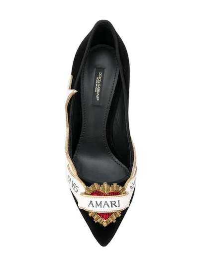 Shop Dolce & Gabbana Pointed Toe Ribbon Pumps In Black