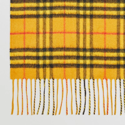 Shop Burberry The Classic Vintage Check Cashmere Scarf In Vibrant Yellow